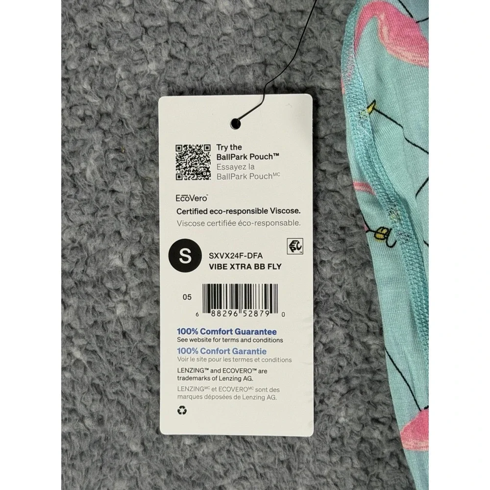 SAXX Vibe Xtra Boxer Brief Mens Small Drinko Flamingo Print Ballpark Pouch NWT